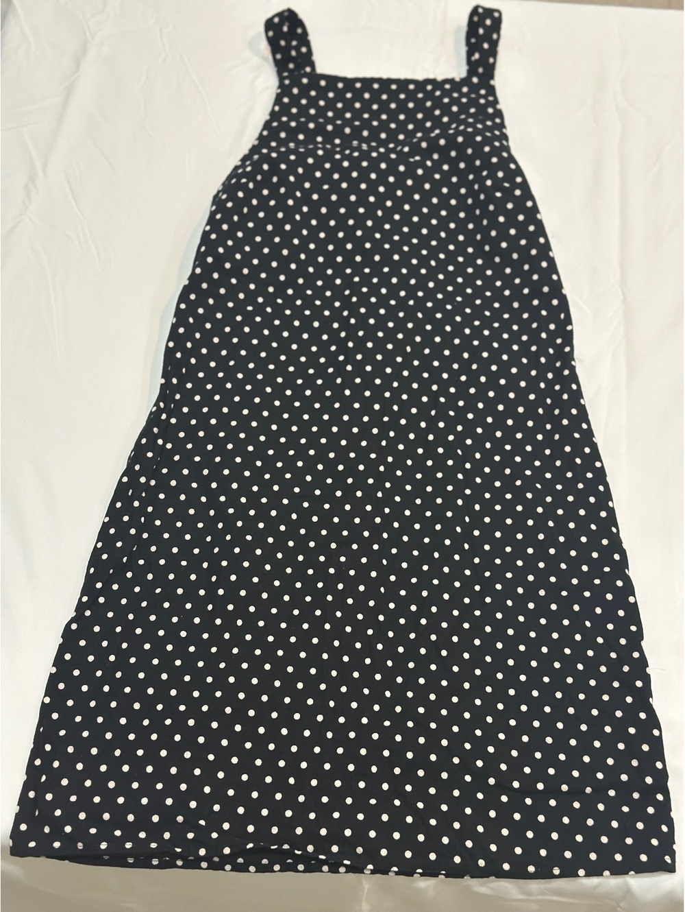 ASOS Black and White Polka Dot Cotton Midi Dress with Belt, Size UK 8 / US 4